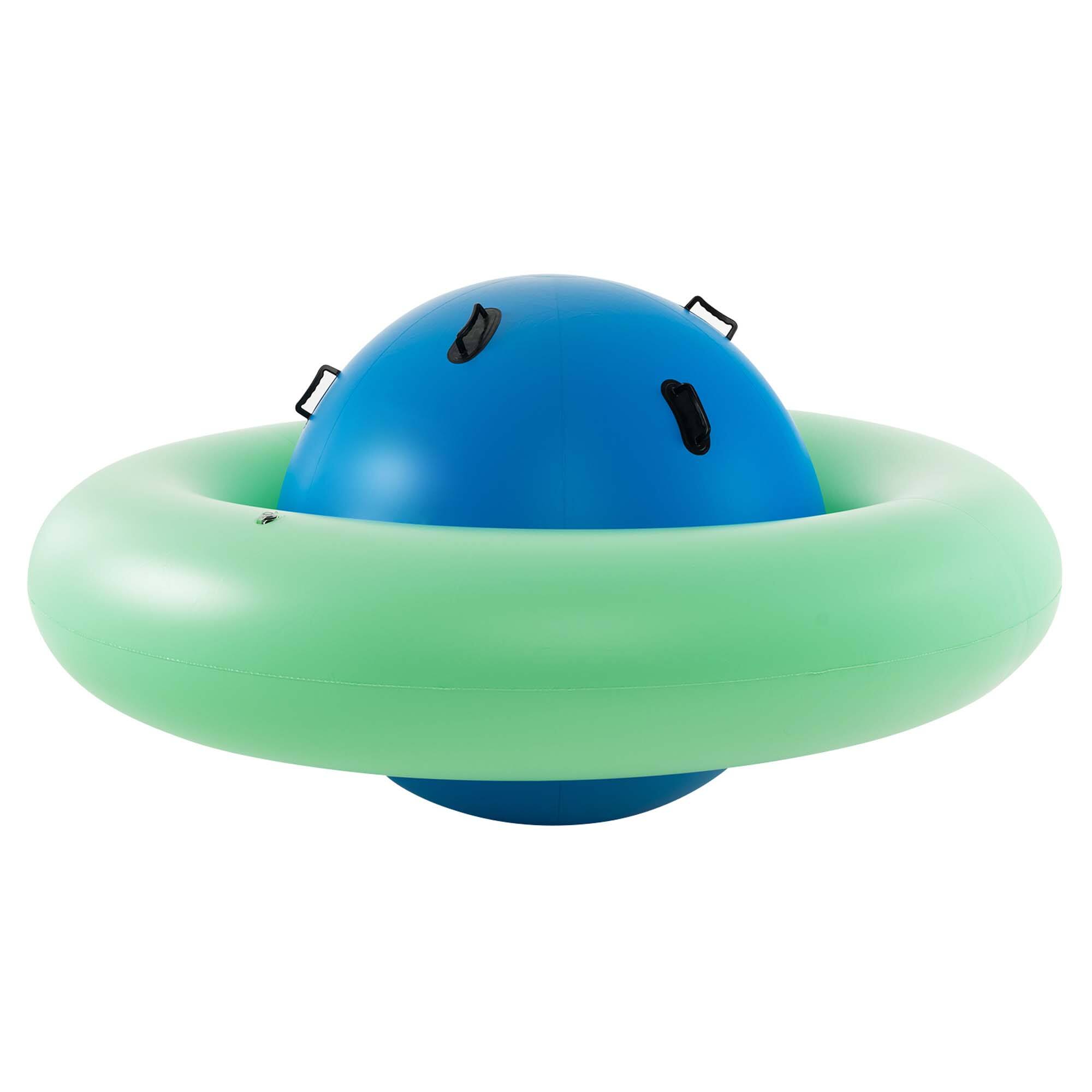Alt View 9. Costway - Costway 7.5 FT Inflatable Dome Rocker Bouncer with 6 Handles Fun Outdoor Game for Kids - Green & Blue.
