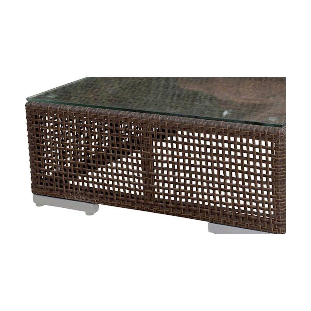 Angle. Panama Jack Outdoor - Soho Coffee Table with Glass - Brown.