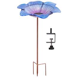 Sunnydaze - Deck-Mounted/Staked Glass Bird Bath - Morning Glory