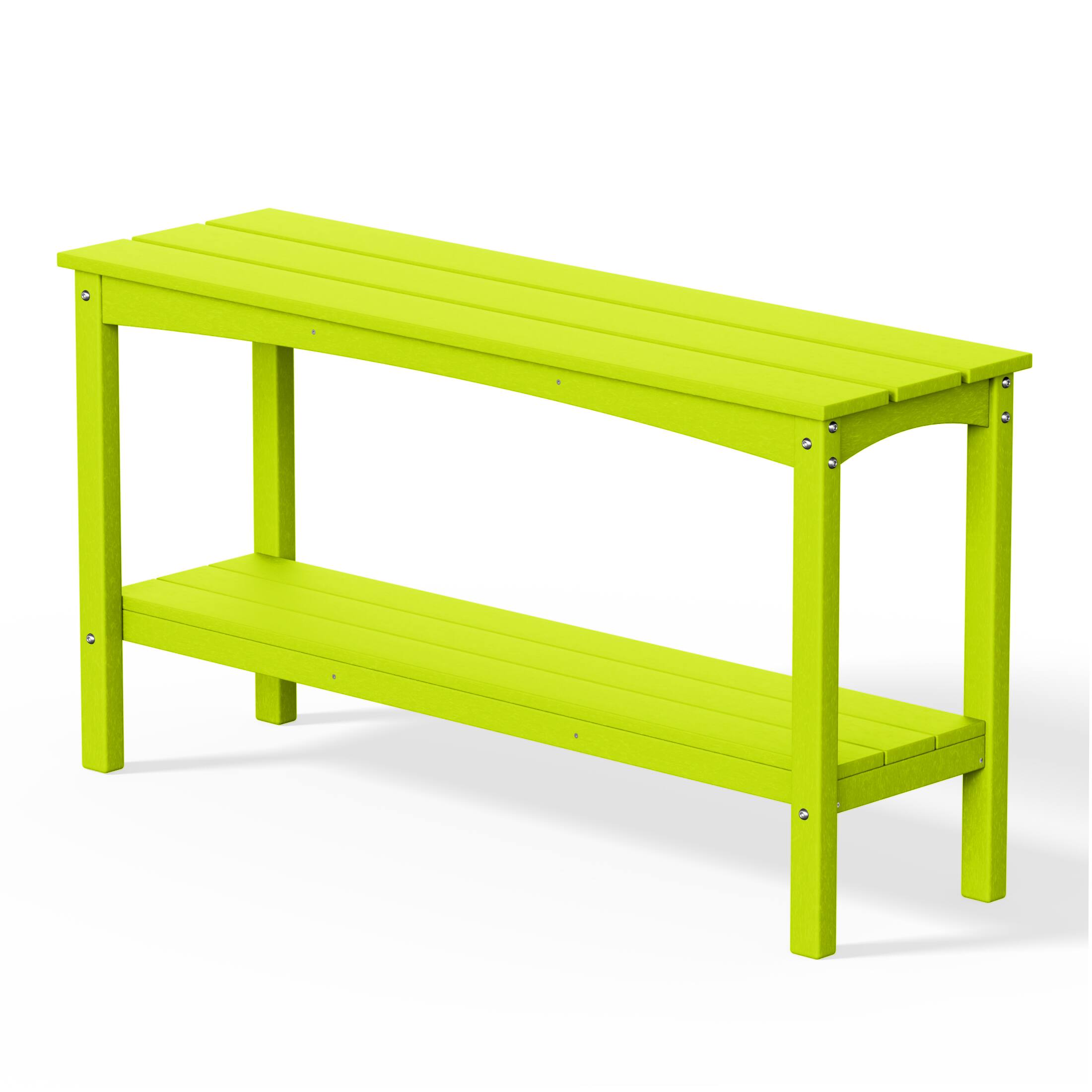 Alt View 1. WestinTrends - WestinTrends Malibu 55" Outdoor Patio HDPE Adirondack 2-Tier Shelf Console Table - Lime.