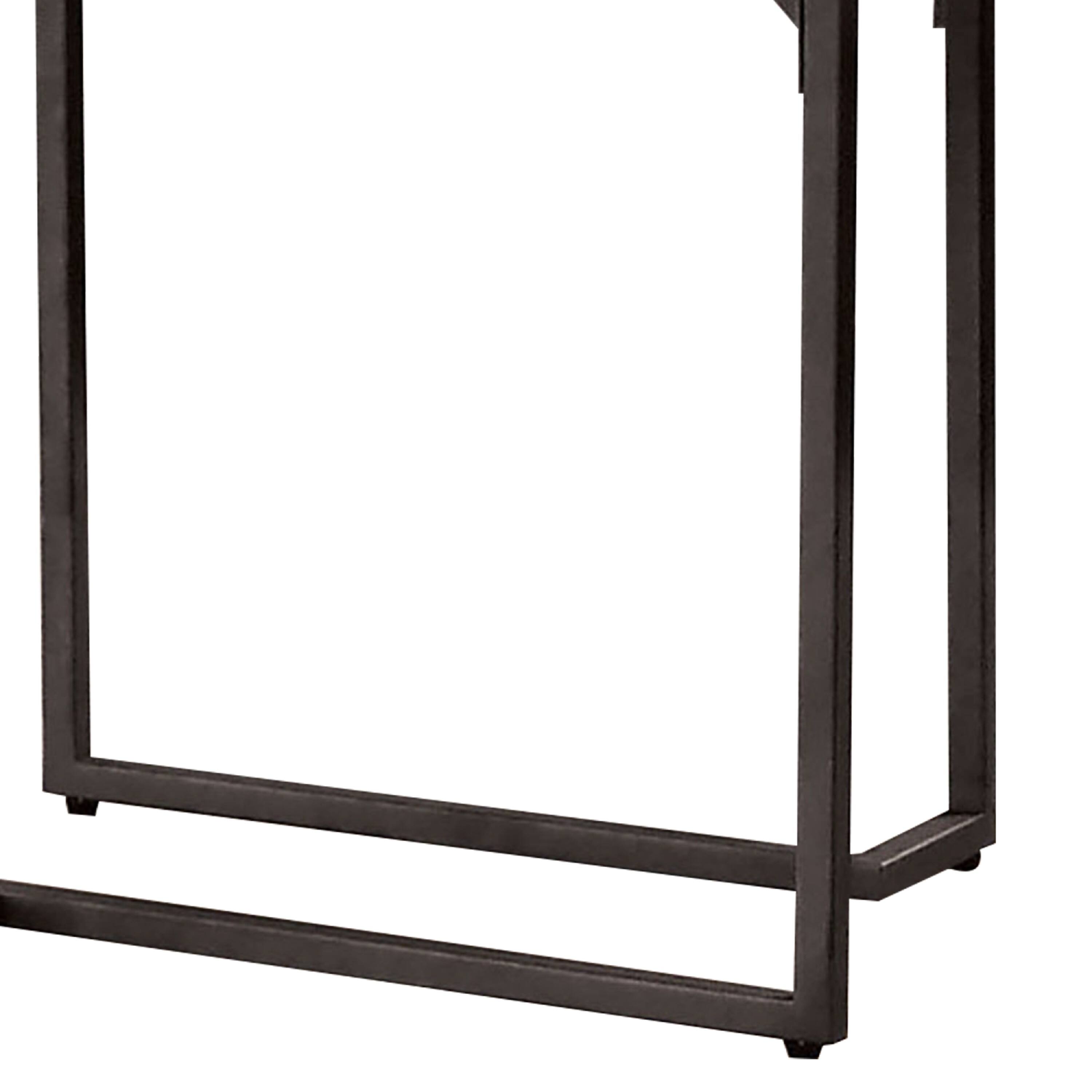 Alt View 3. Manhattan Lane - Iry Side End Table, Black Steel Sled Base, 22 Inch - White, Black.