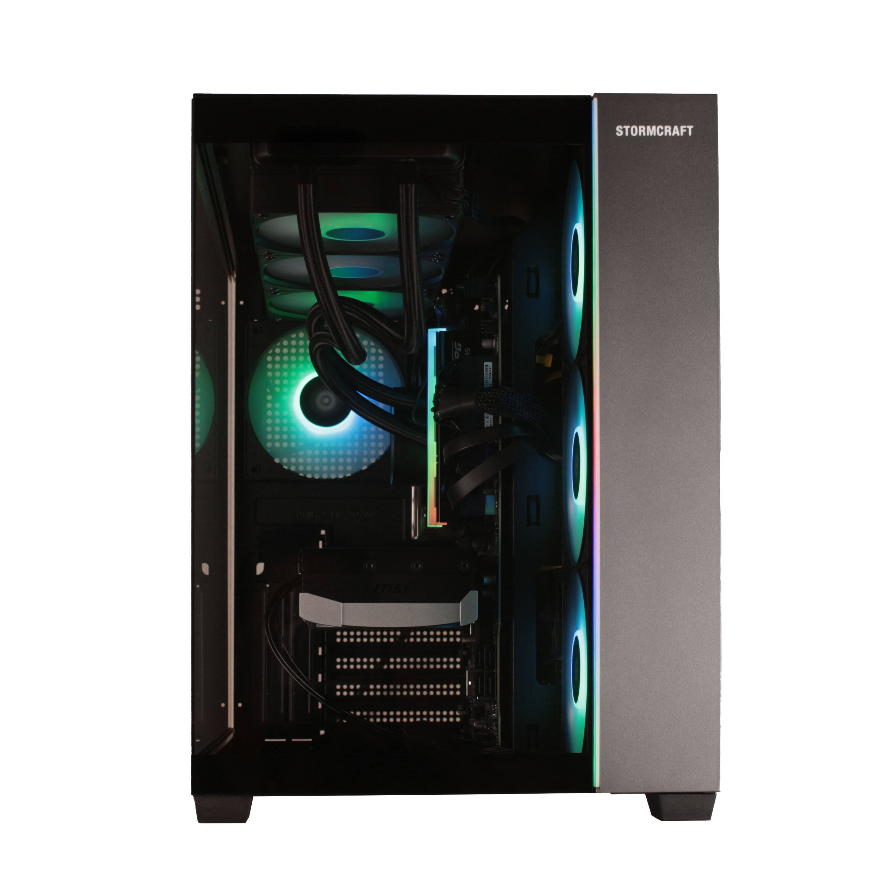 Angle. STORMCRAFT - Gaming PC Falcon INTEL Core i9 14900KF NVIDIA RTX 5070 TI 2TB SSD 32GB 6000MHz RGB 360mm AIO - Windows 11 Home.