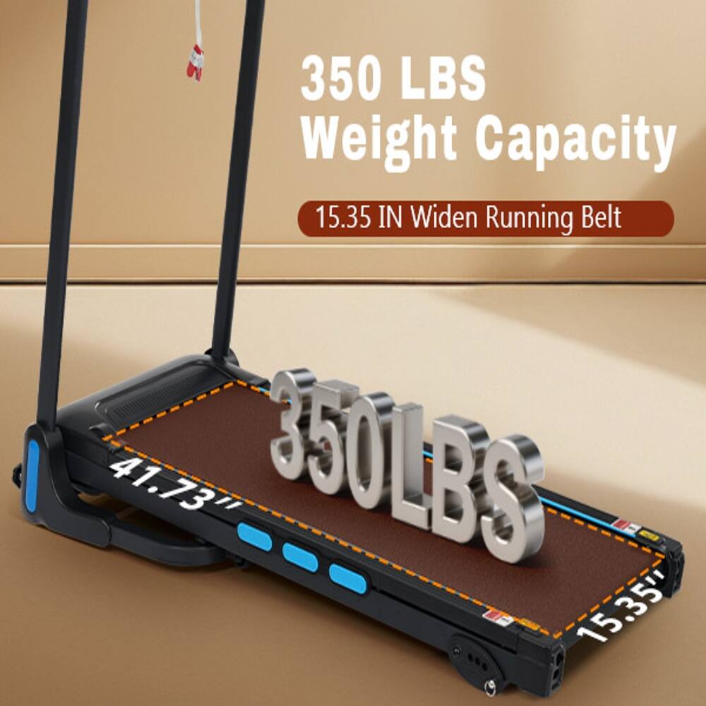 350 LBS Weight Capacity  
15.35 IN Widen Running Belt  
41.73"  
350 LBS  
15.35"