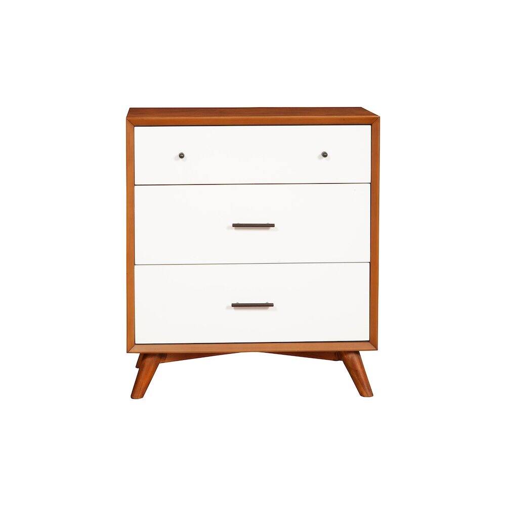 Front. Alpine Furniture - Flynn 3 Drawer Two Tone Small Chest - Acorn & White.