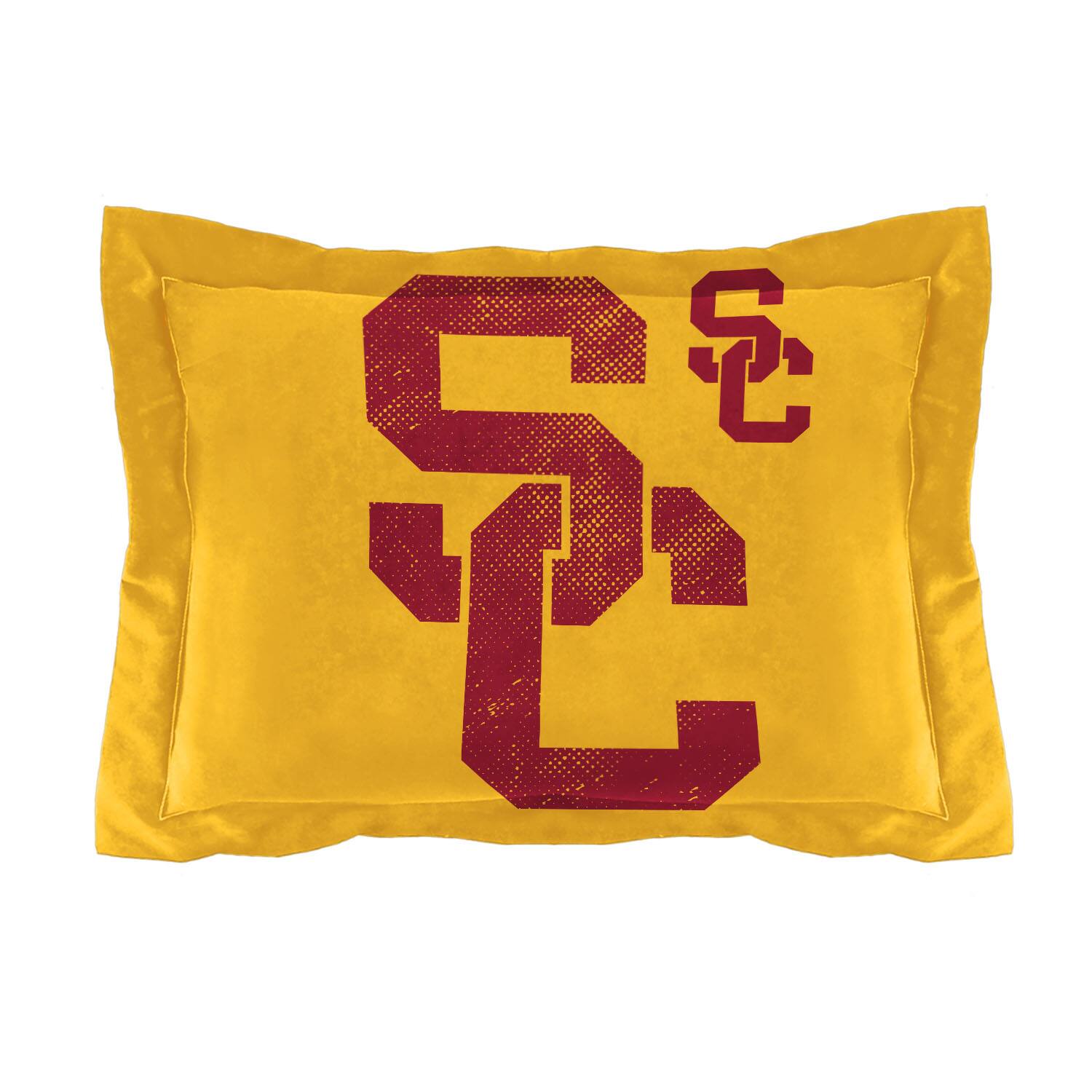 Left. Sweet Home Collection - NCAA USC Trojans Comforter & Sham Set- Full/Queen - Multicolored.