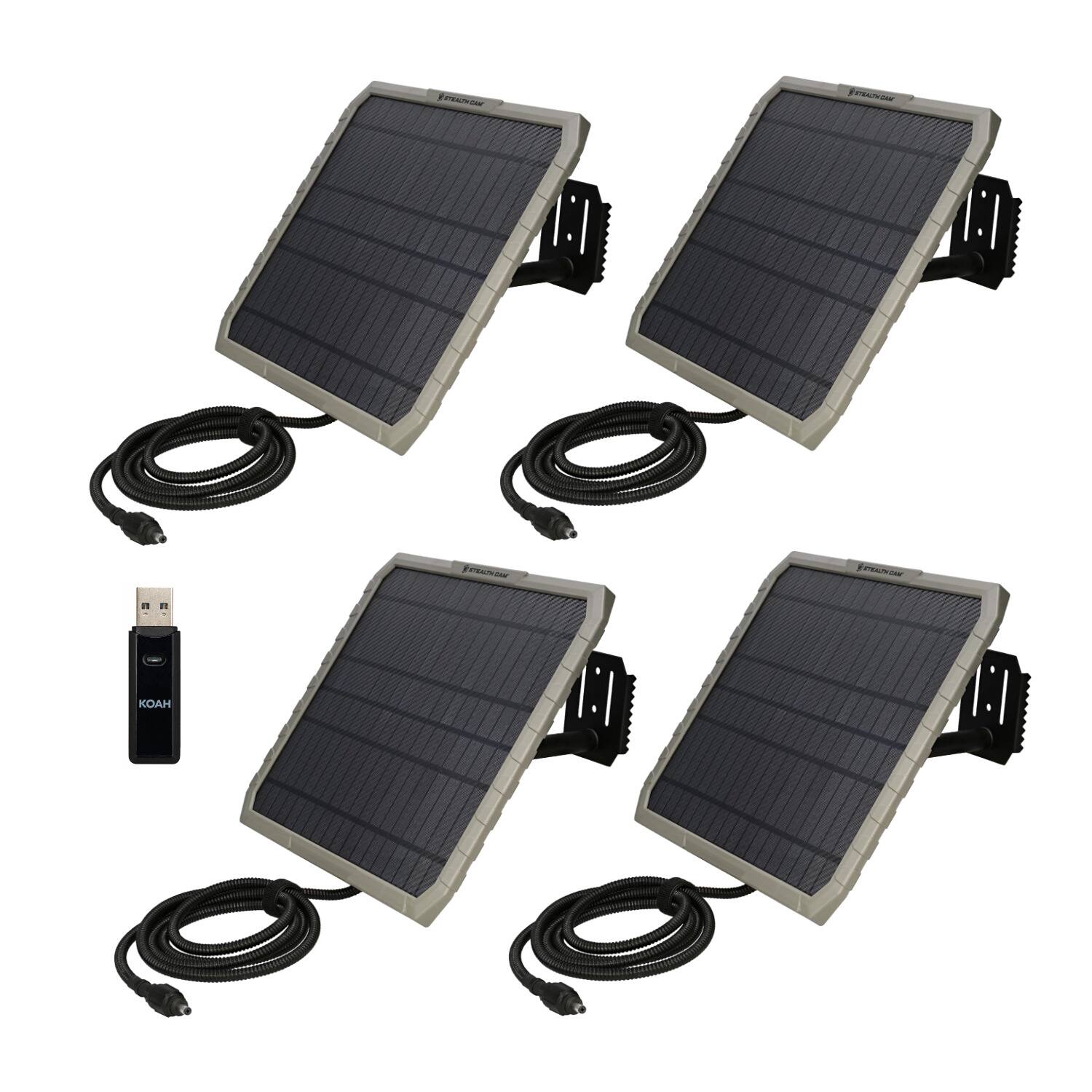 Front. Stealth Cam - Stealth Cam FieldMAX EX 10-Inch Solar Panel (4-Pack) Bundle with Card Reader.