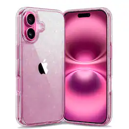 Entronix - Case for iPhone 16 Plus - Durable Hard Back Protection - Glitter Clear