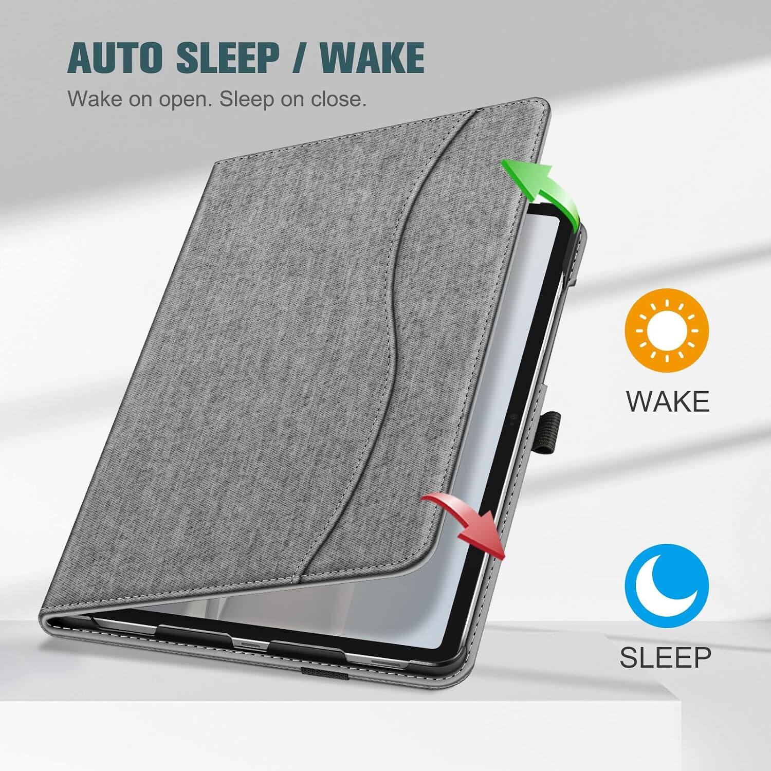 AUTO SLEEP / WAKE  
Wake on open. Sleep on close.  

WAKE  
SLEEP