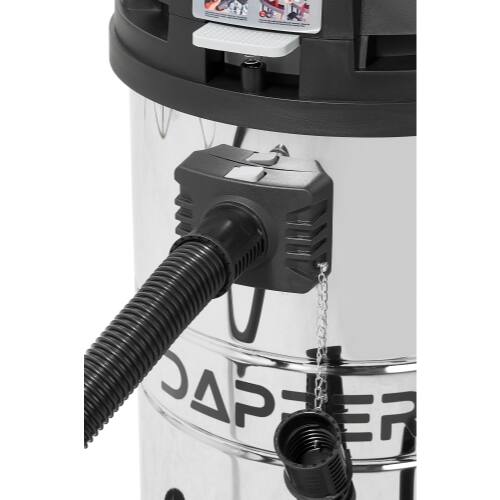 Alt View 5. Dapper Supply - 21 Gallon 8.5 Peak HP Wet Dry Vacuum Stainless Steel Shop Vac with Drain and Attachments - Silver.