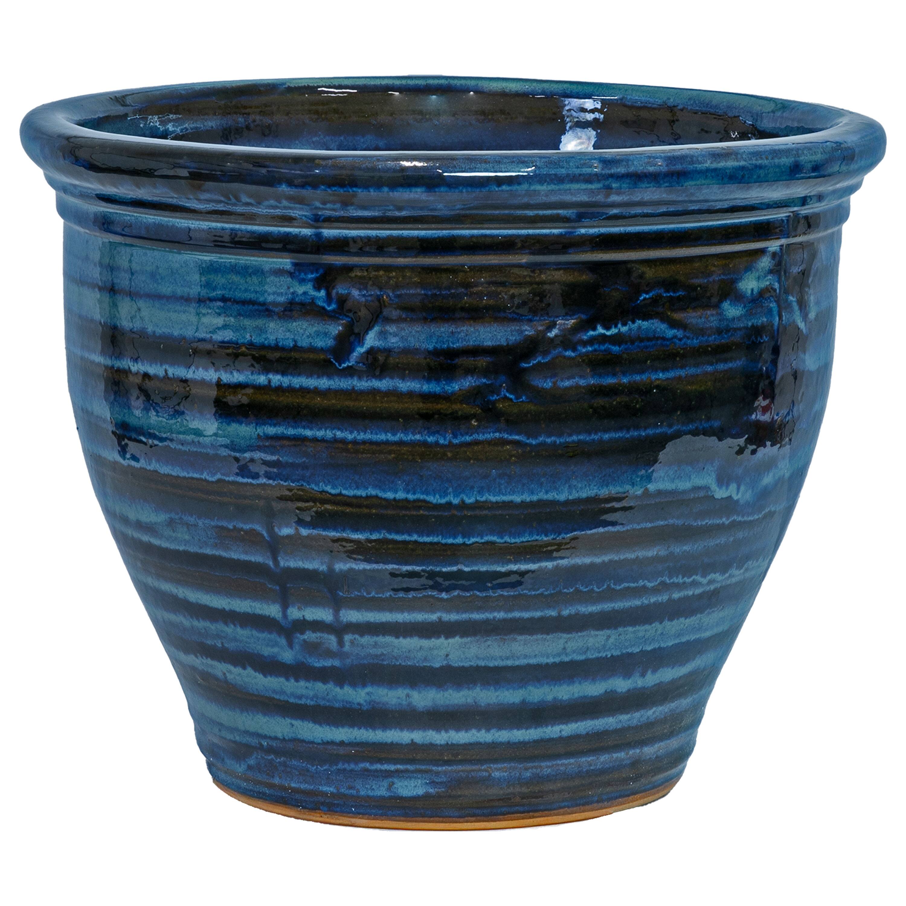 Alt View 9. Sunnydaze - 18.5 in Studio High-Fired Glazed Ceramic Planter - Galaxy Blue.
