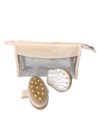 Vulpecula Spade - Dry Brushing Body Brush Set – 2 Natural Bristle Brushes + Travel Bag – Exfoliating,Cellulite & Lymphatic Drainage,