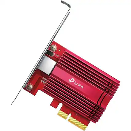 Front. TP-Link - TP-Link TX401 - 10GB PCIe Network Card - 10 Gigabit Ethernet Network Adapter - Supports Windows 11/10/8.1/8/7 - Windows - Red.