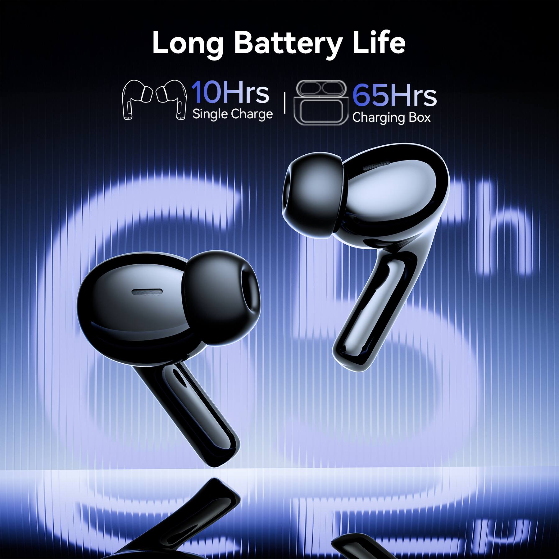 Long Battery Life  
10Hrs Single Charge | 65Hrs Charging Box