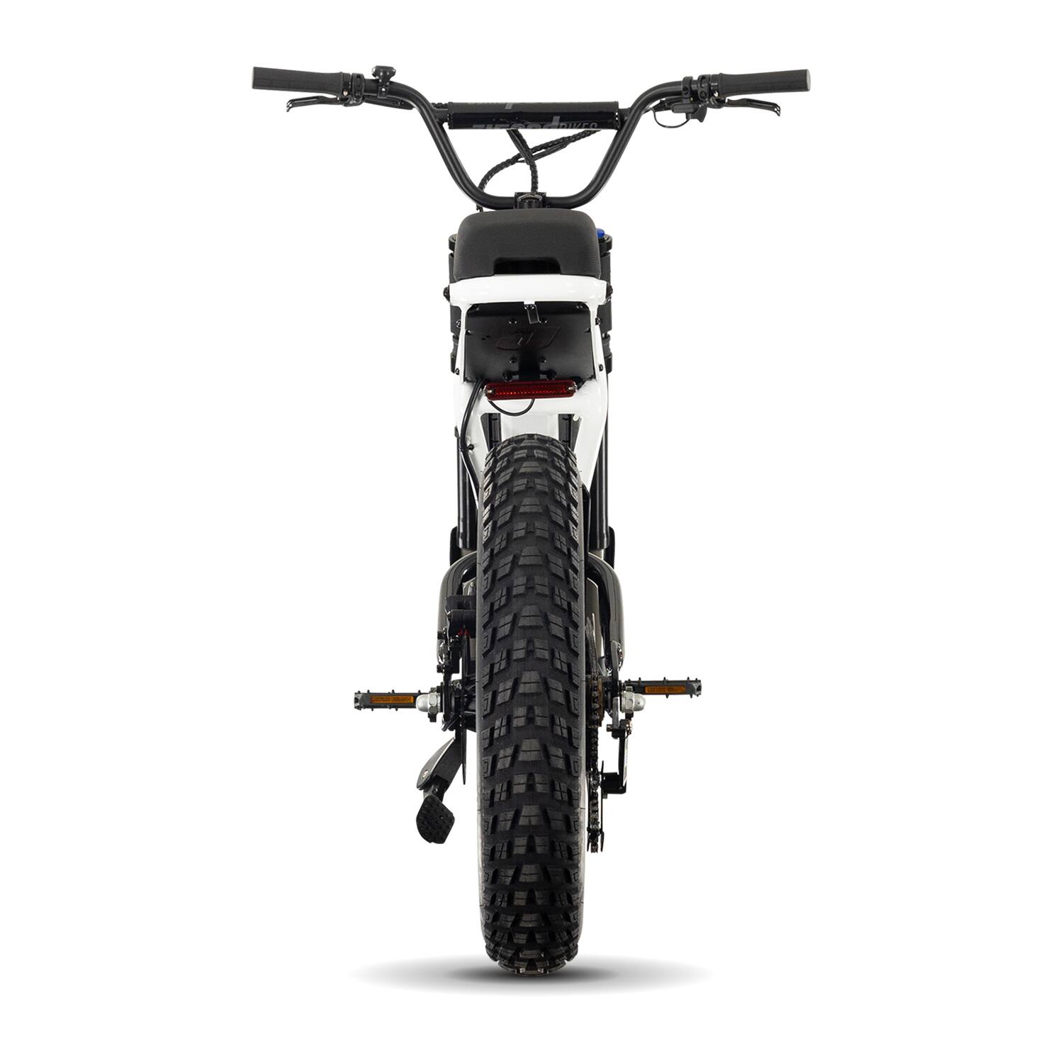 Alt View 1. Juiced Bikes - Scrambler Full Suspension eBike (Max 60mi/28mph) + Headplate/Handlebar Bag & Pad/Fenders/Sticker Pack - White Cherry.
