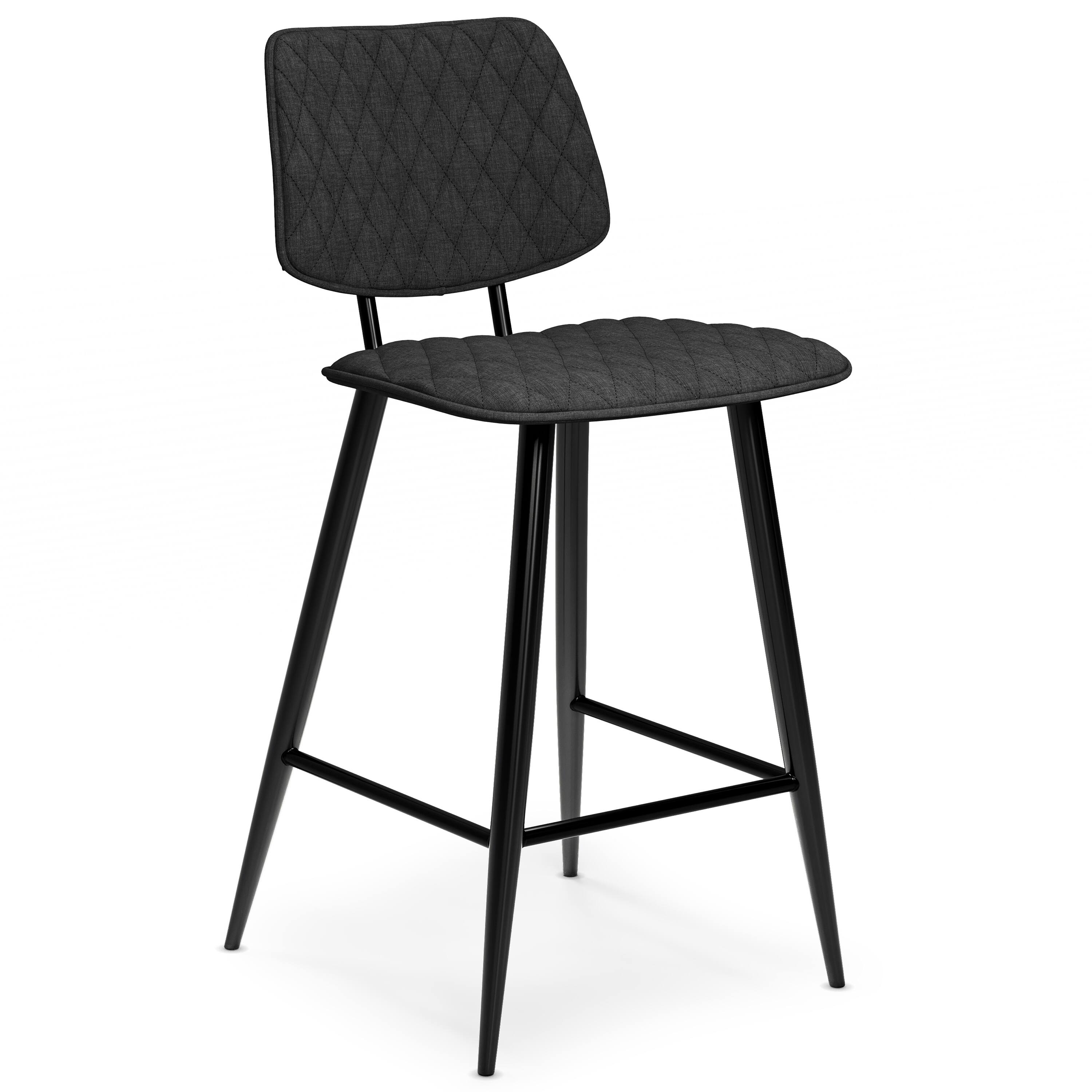 Alt View 2. Simpli Home - Raya Contemporary 16 inch Counter Height Stool (Set of 2) in Charcoal Polyester linen fabric - Charcoal.