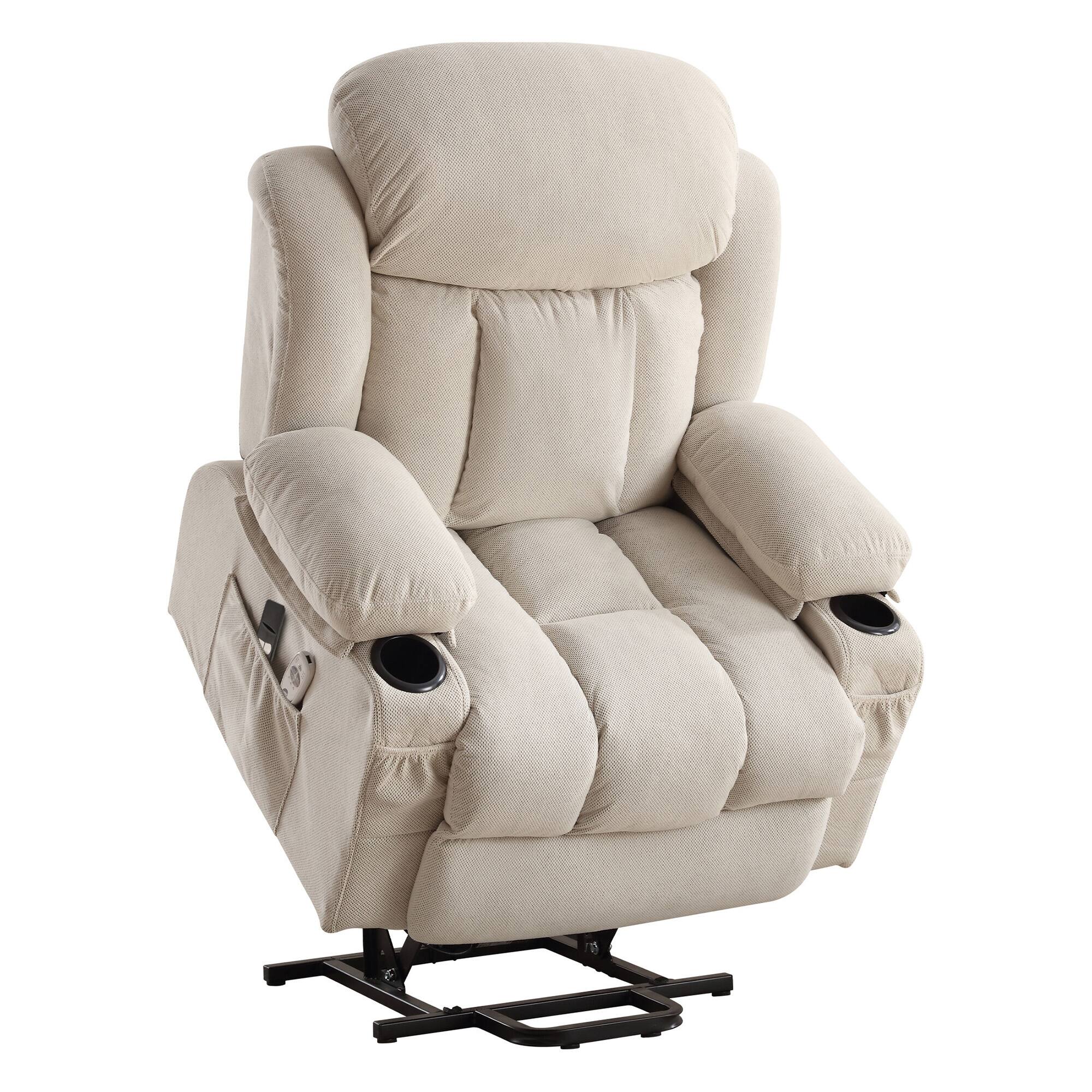 Alt View 5. GOODSILO - Power Lift Recliner Chair with Heat & Massage, Electric Fabric Recliner for Elderly with USB Port & Remote - Beige.