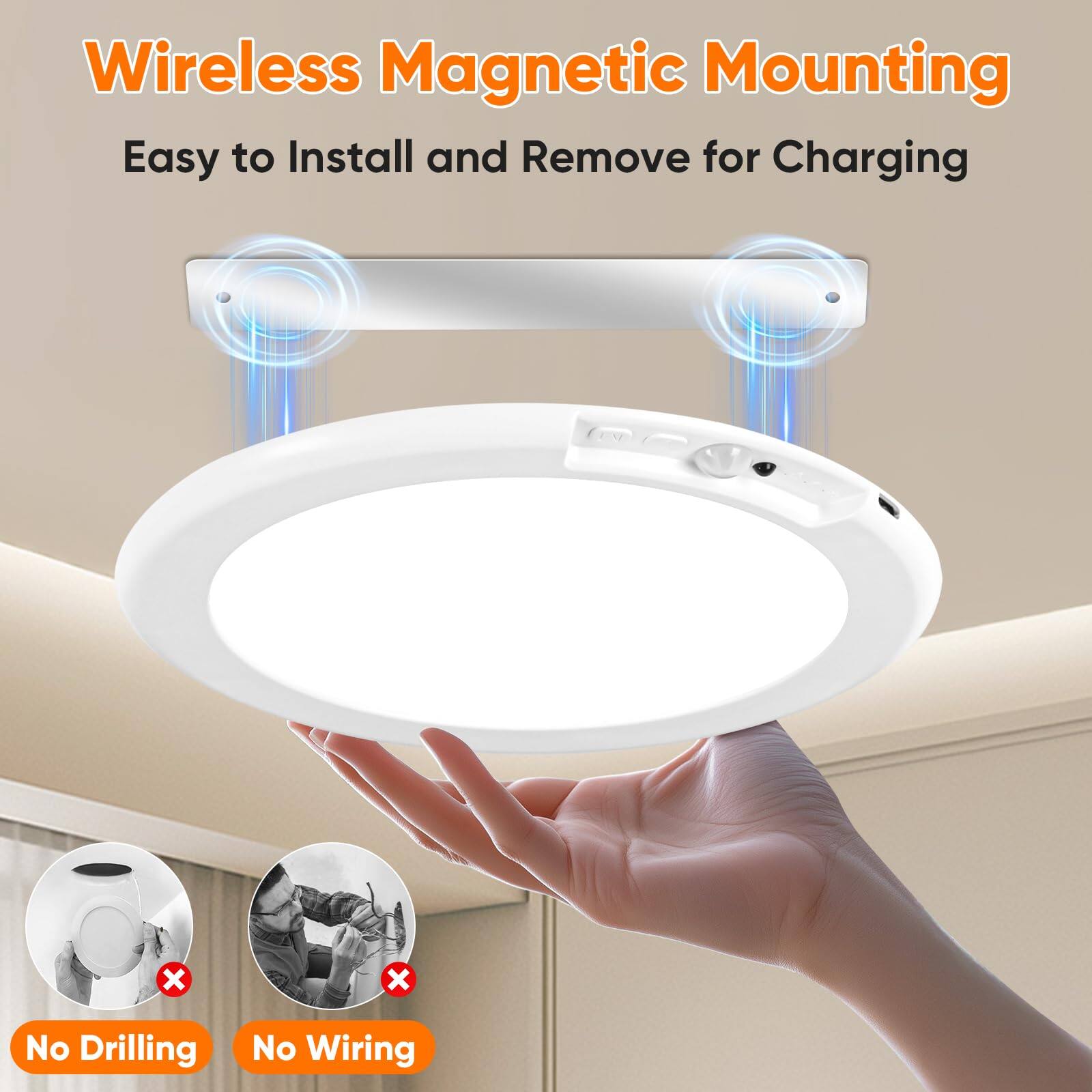 Wireless Magnetic Mounting  
Easy to Install and Remove for Charging  
No Drilling  
No Wiring
