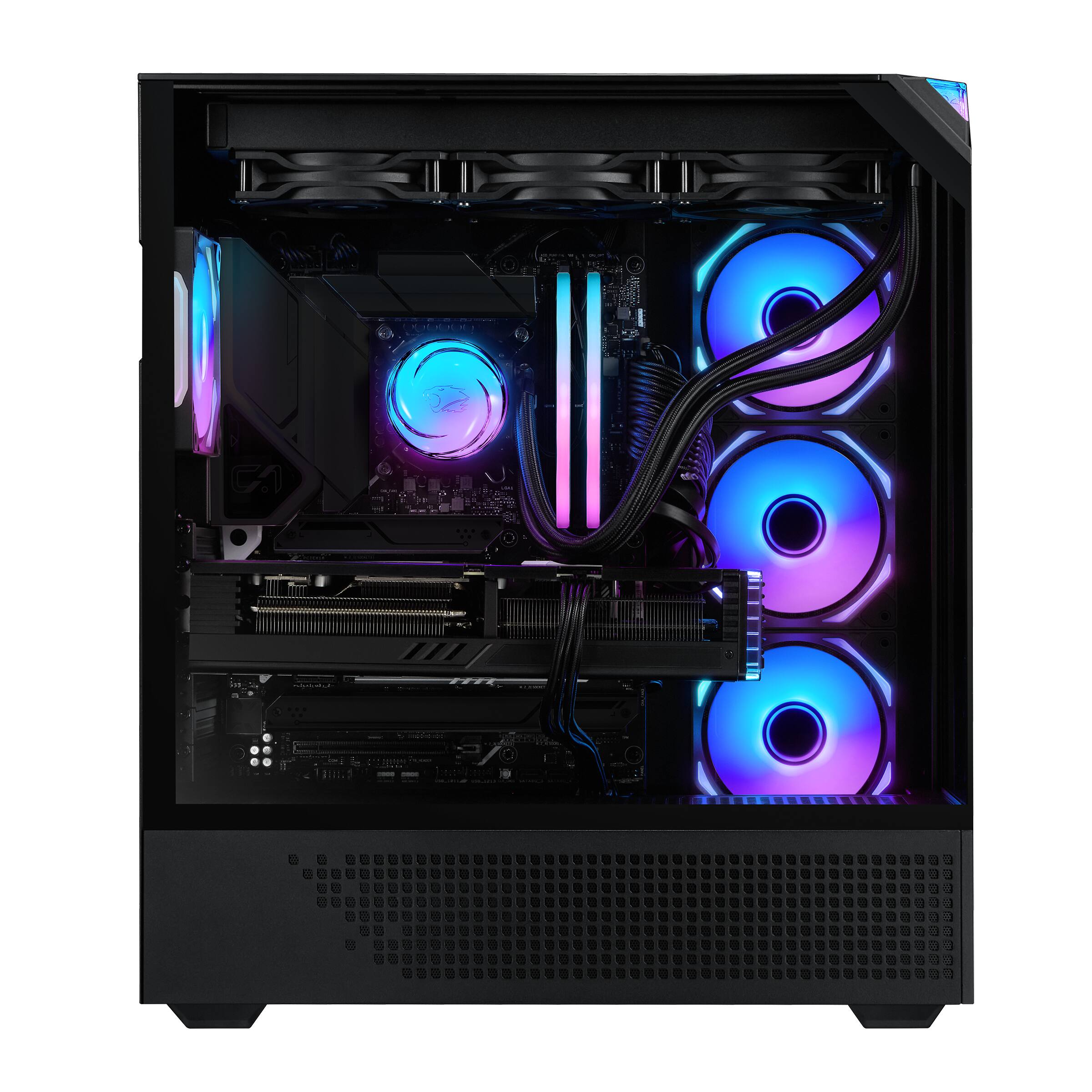 Left. iBUYPOWER - Element Pro Black Gaming Desktop PC- Intel Ultra 7 265KF, NVIDIA GeForce RTX 5070 12GB, 32GB RAM, 2TB SSD - Black.