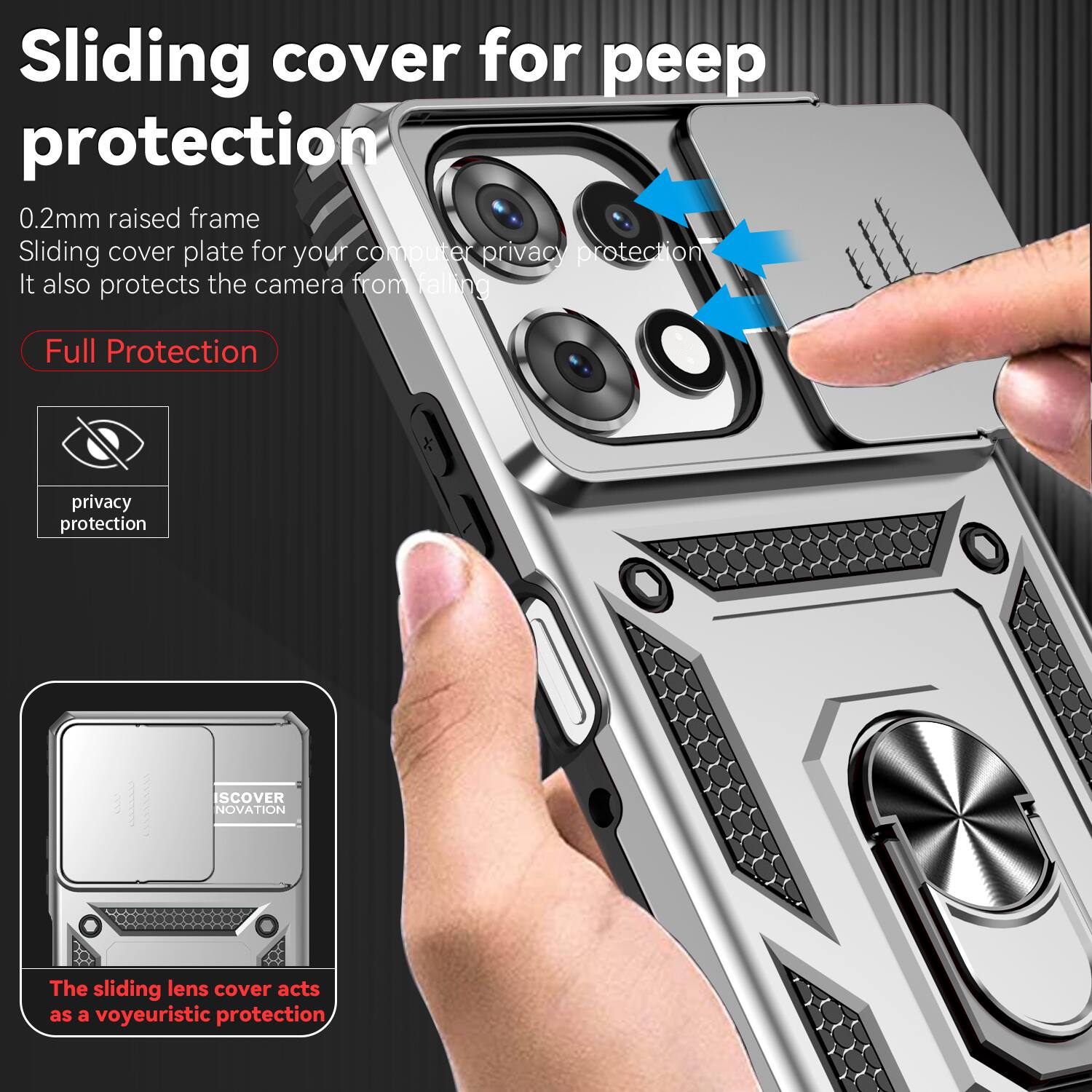 Sliding cover for peep protection

0.2mm raised frame
Sliding cover plate for your computer privacy protection
It also protects the camera from falling

Full Protection

privacy protection

The sliding lens cover acts as a voyeuristic protection