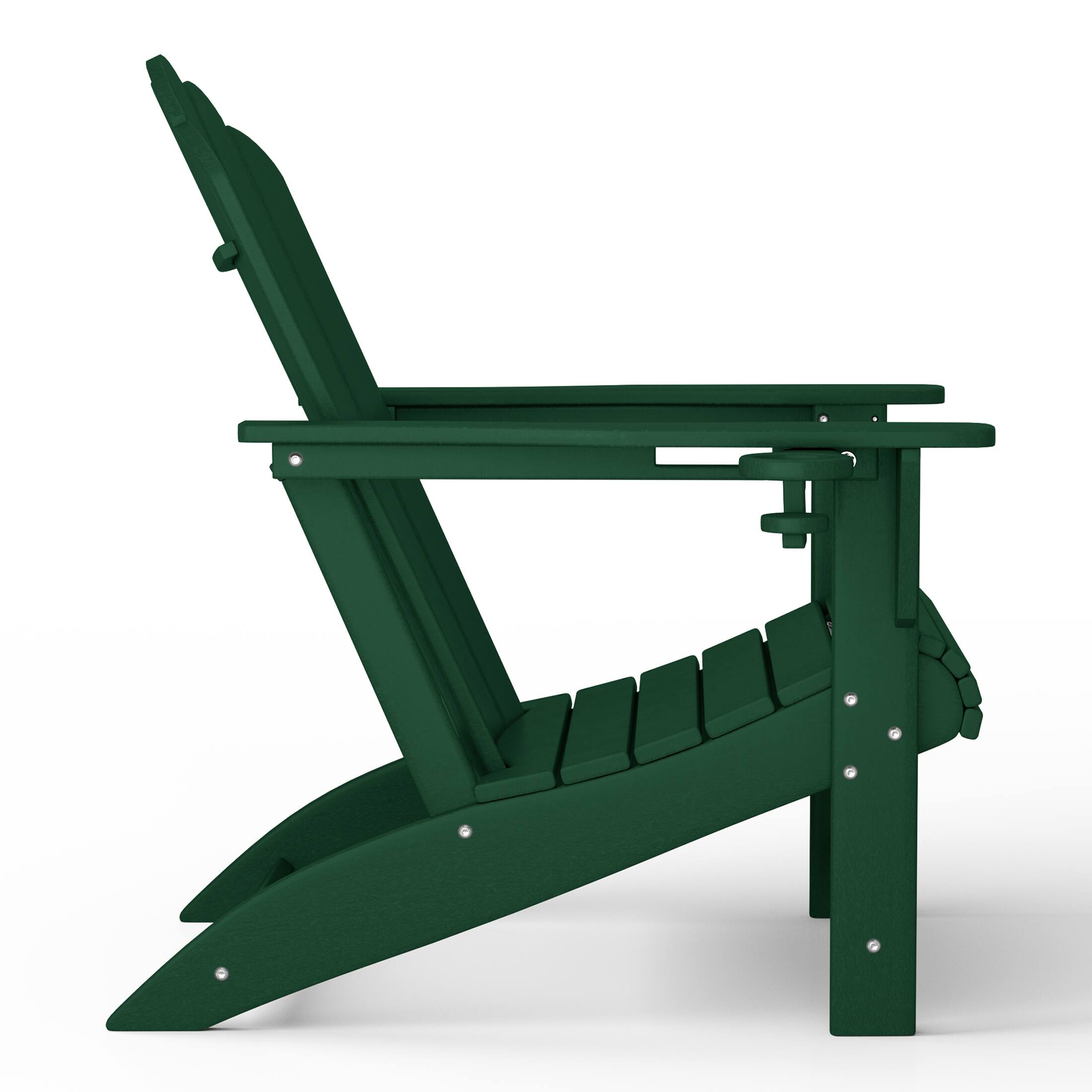 Alt View 1. WestinTrends - WestinTrends Highland Outdoor Patio HDPE Adirondack Chairs With Cup Holders (Set of 2) - Dark Green.