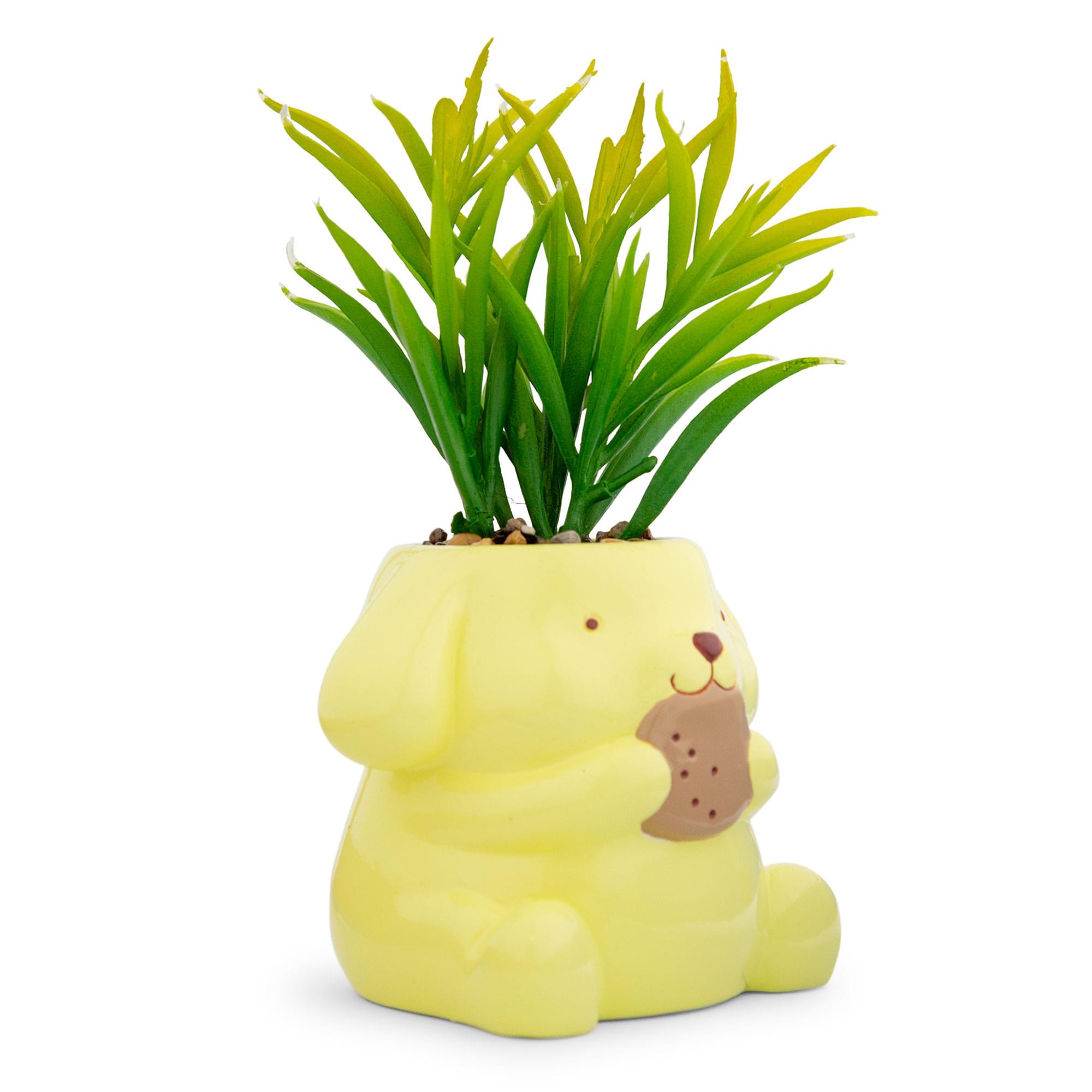 Alt View 1. Silver Buffalo - Sanrio Pompompurin 3-Inch Ceramic Mini Planter With Artificial Succulent - Brown.
