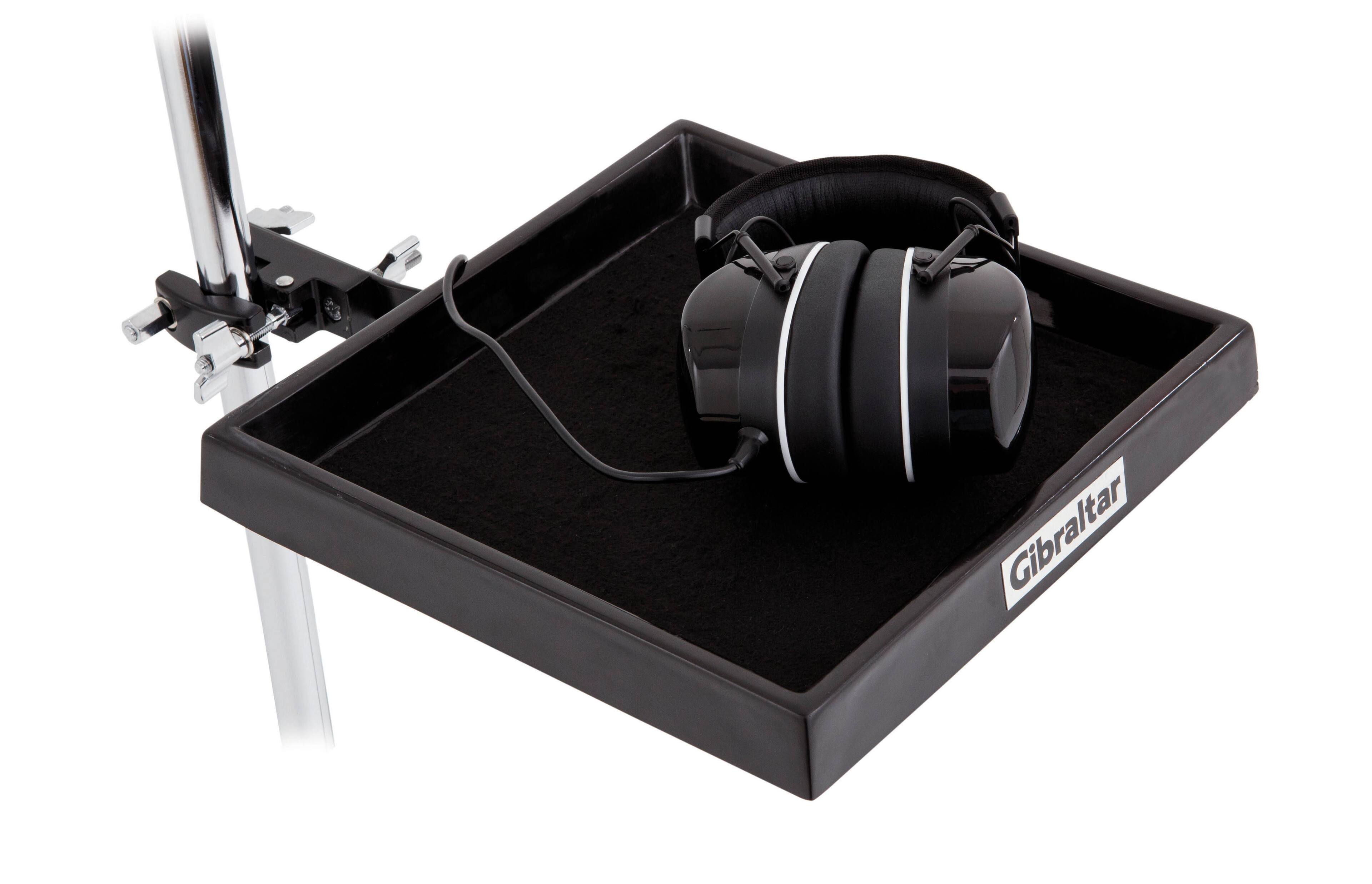 Front. Gibraltar Hardware - 12" x 12" Workstation Fold Up Accessory Table with Felt Lined Surface & Hinged C Clamp, Fiberglass Utility Shelf.