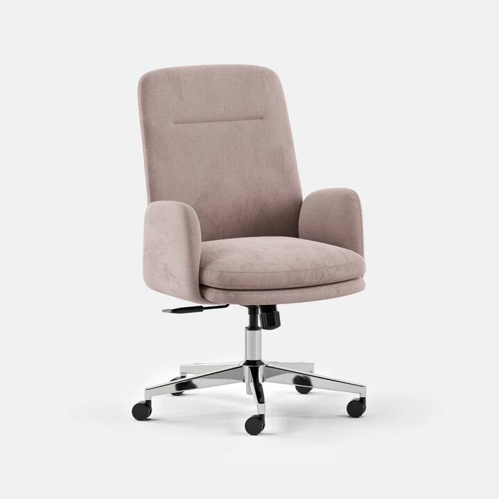 Angle. Branch Furniture - Branch Softside Mid-Century Modern High Back Office Chair – Removable Arms, Adjustable Height, Cloud-Like Comfort - Blush.