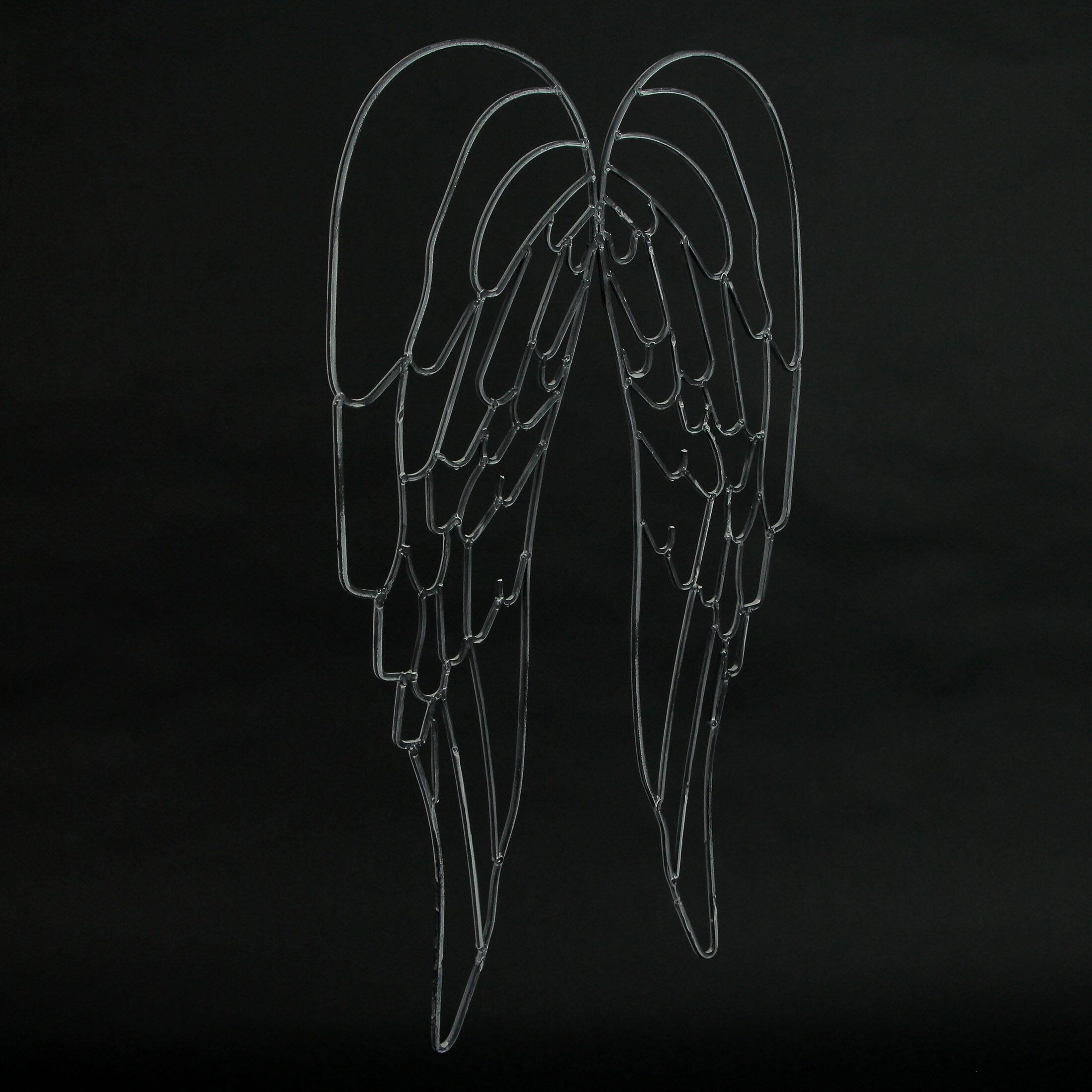 Alt View 1. Distinctive Designs - Metal Wire Art Angel Wings Wall Sculpture 25 inch - Gray.
