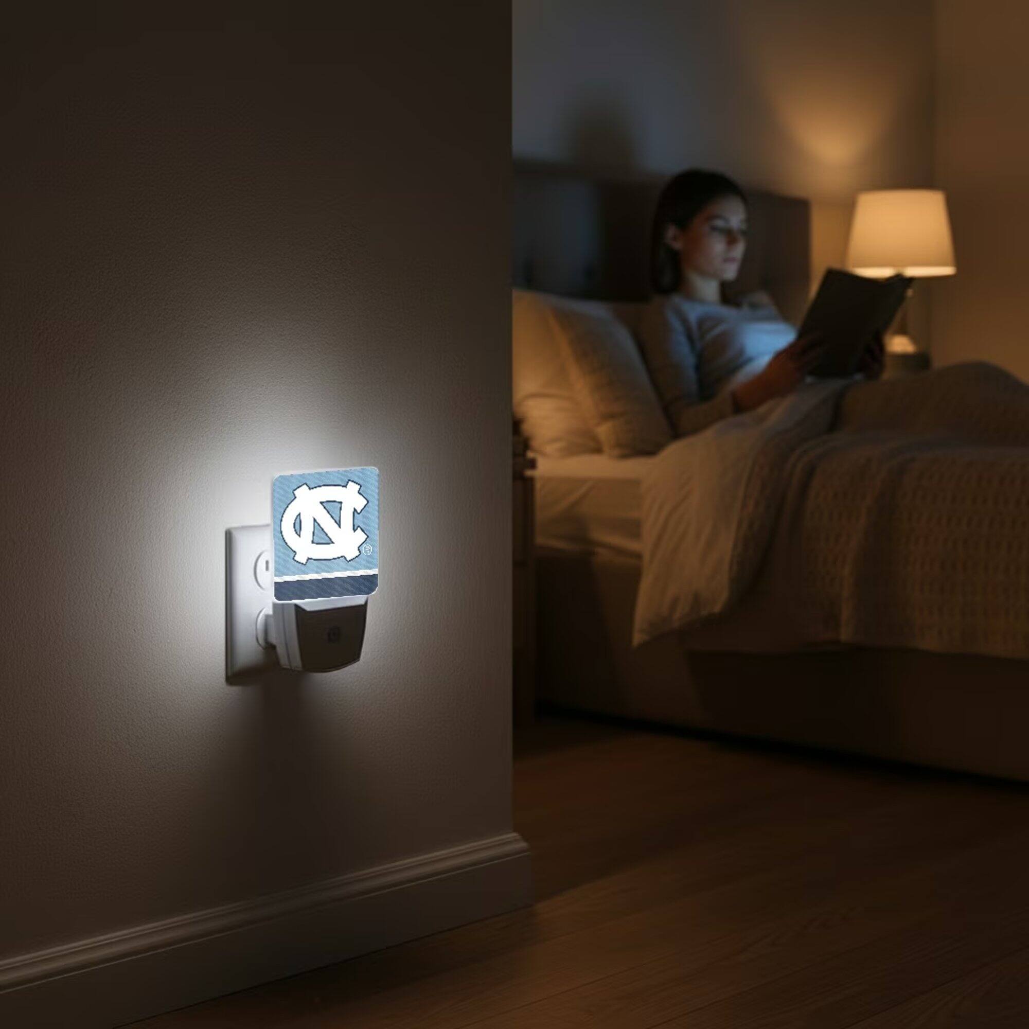 Alt View 3. Keyscaper - North Carolina Tar Heels Stripe Design Nightlight 2-Pack - Multicolor.