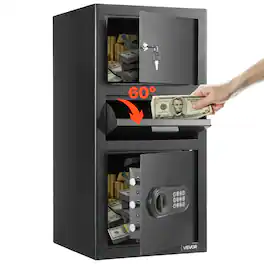 VEVOR - 3.6 Cubic Feet Drop Safe, Large Capacity Front Drop Slot Safe Box with Digital Keypad, 3 Tiers Cash Depository Box - Black