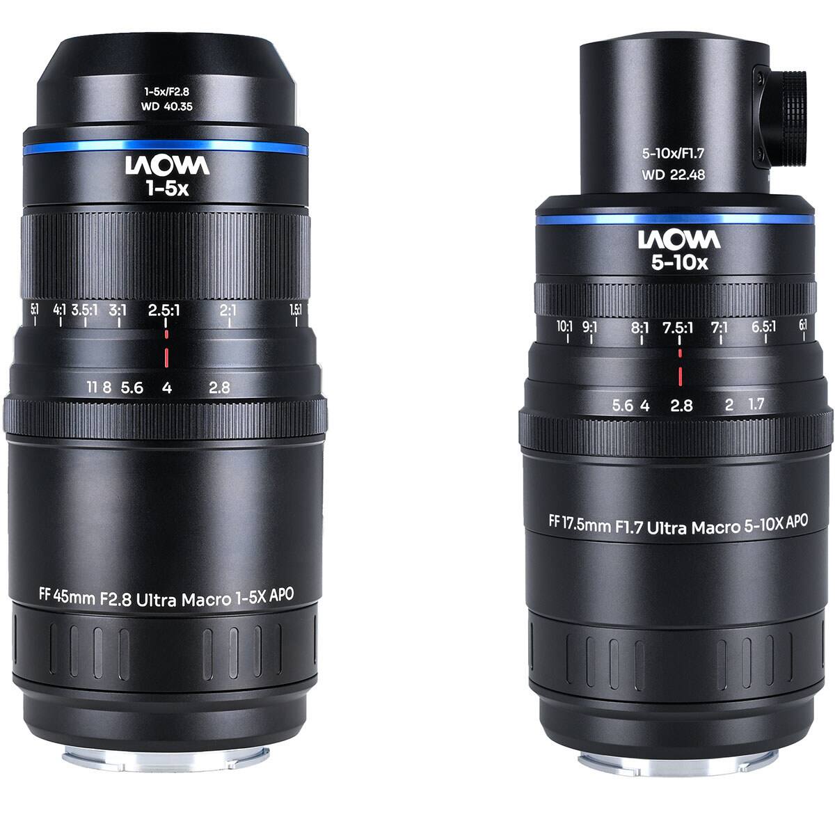 1-5x/F2.8 WD 40.35  
WON 1-5x  
5-10x/F1.7 WD 22.48  
LAOW 5-10x  
53 |  
4:1 3.5:1 3:1 | | I  
2.5:1 I  
2:1 I  
1.50 I  
10:1 9:1 | I  
8:1 7.5:1 I |  
7:1 I  
6.5:1 I  
63 I  
11 8 5.6  
4  
2.8  
5.6 4  
2.8  
2  
1.7  
FF 17.5mm F1.7 Ultra Macro 5-10X APO  
FF 45mm F2.8 Ultra Macro 1-5X APO