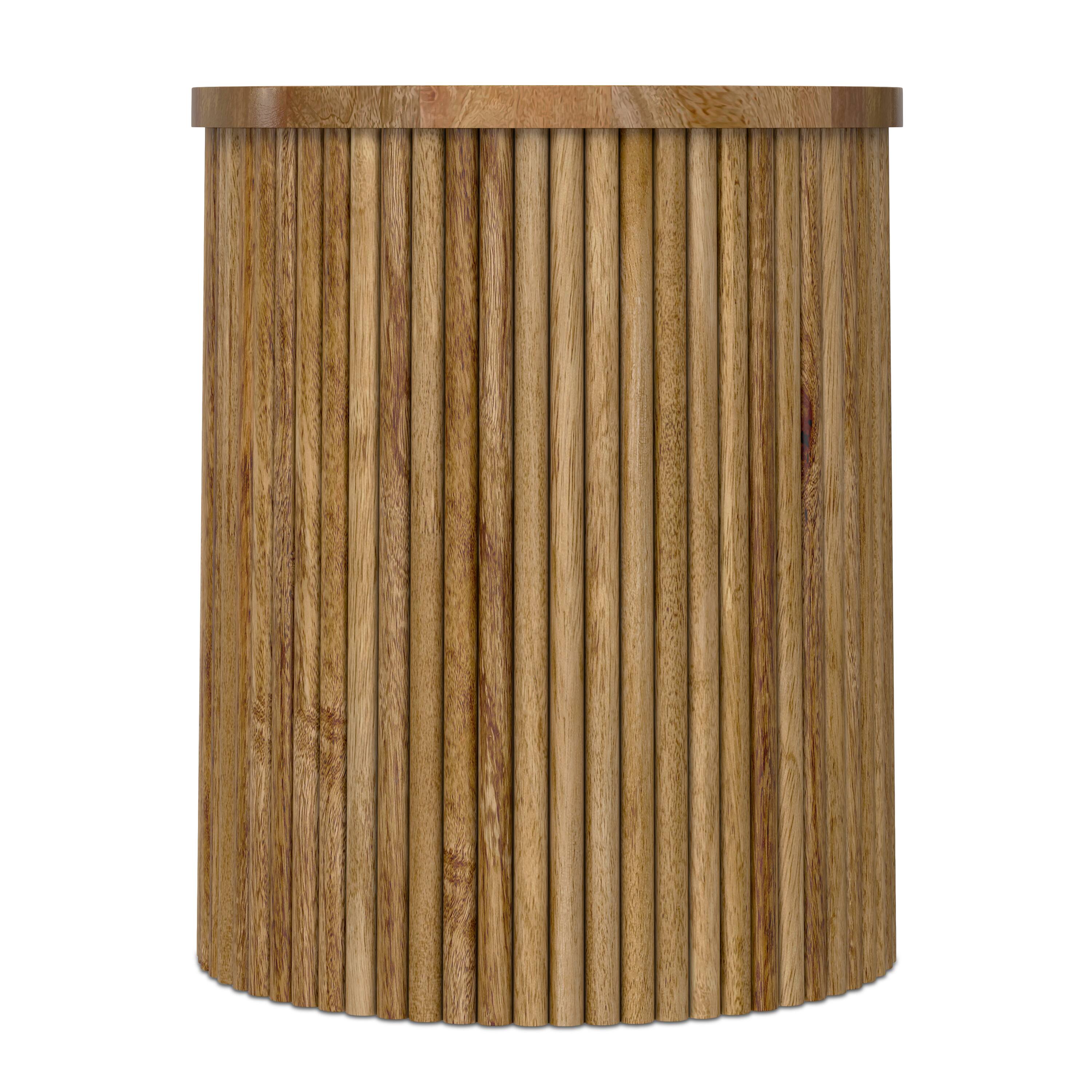 Left. Simpli Home - Demy 18 inch Wide Solid Mango Industrial Contemporary Accent Table in Natural, Assembled - Natural.