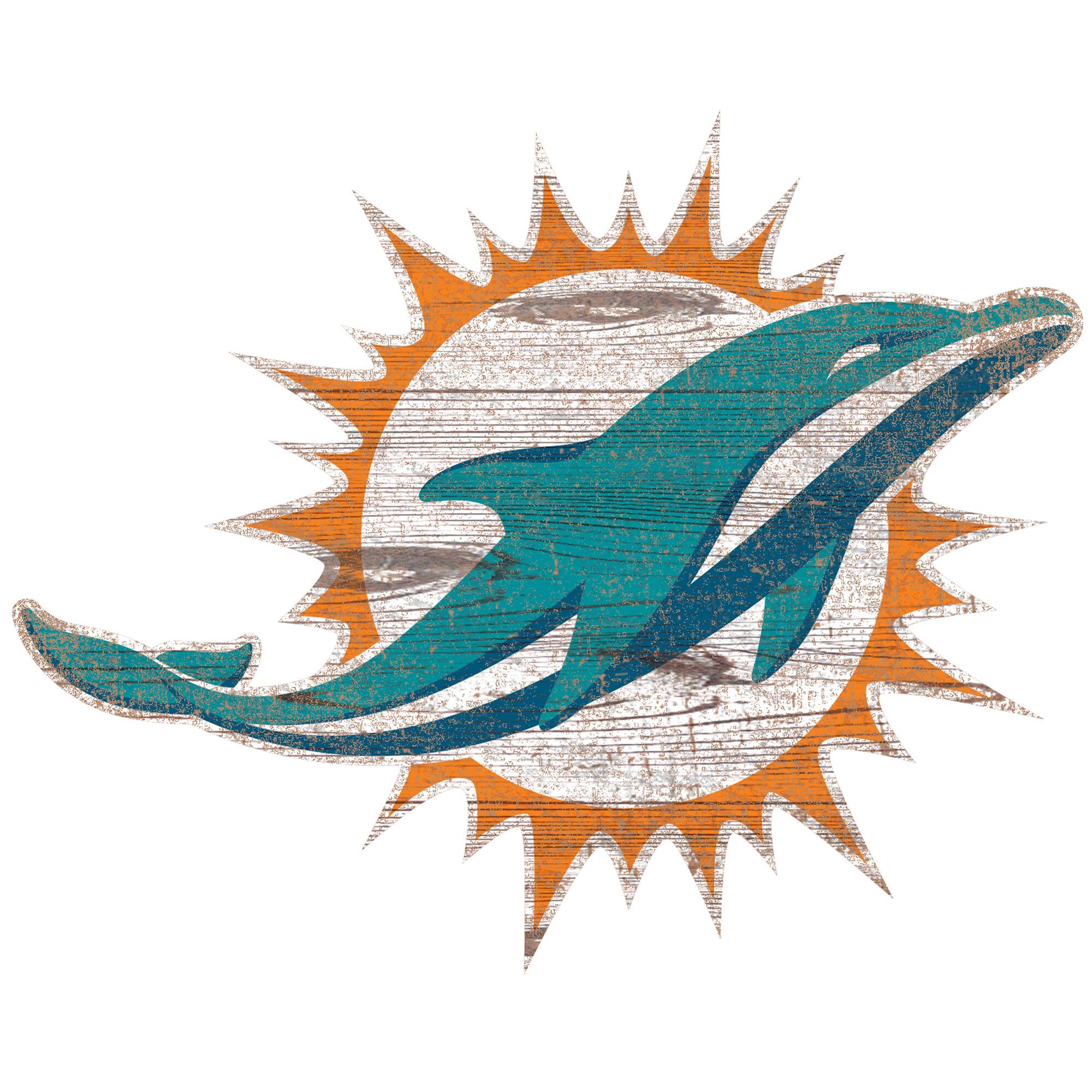 Miami Dolphins Distressed Logo Cutout Sign