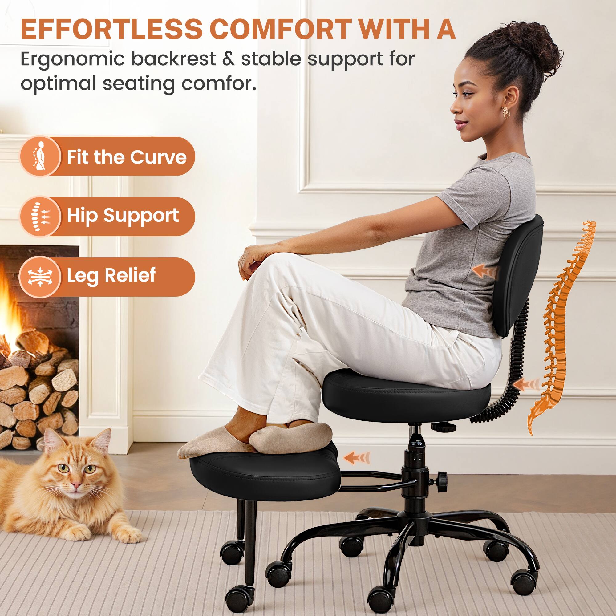 EFFORTLESS COMFORT WITH A  
Ergonomic backrest & stable support for optimal seating comfort.

- Fit the Curve
- Hip Support
- Leg Relief