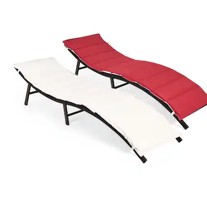 Front. Kadyn - Outdoor Chaise Lounge Chair, 2Pcs Folding Patio Lounger Chair, Portable Recliner for Lawn Garden Beach Yard - Red.