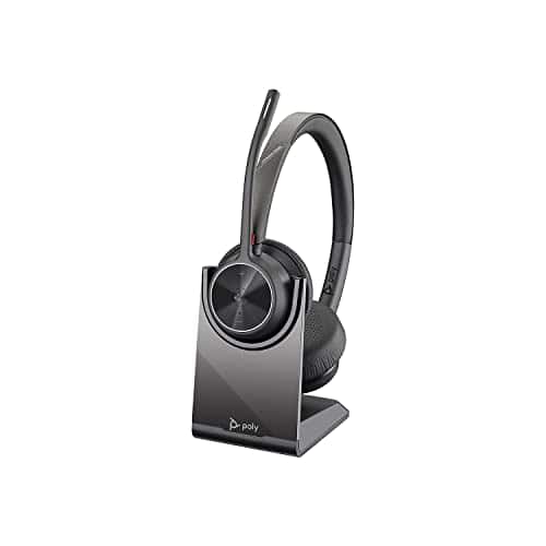 Poly - Voyager 4320 UC Wireless Headset + Charge Stand (Plantronics) - Headphones w/Mic - Connect to PC/Mac via USB-C Bl - Black