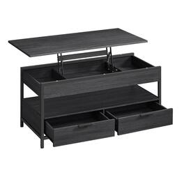 Songmics Home - Height-Adjustable Coffee Table with Drawers and Open Compartment Anthracite Grey and Ink Black - Gray
