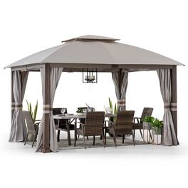 SUNJOY - Fiona 11 ft. x 13 ft. 2-tier Gazebo - Gray
