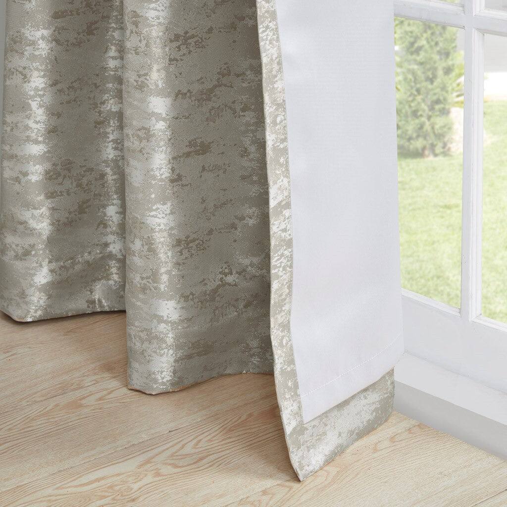 Alt View 2. BreeBe - Jacquard Lined Total Blackout Rod Pocket/Back Tab Curtain Panel(Only 1 Pc Panel) - Grey, Silver.