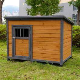 Pefilos - 44" Wooden Dog Houses Durable Large Cat House for Small Pet House with Waterproof PVC Plastic Roof