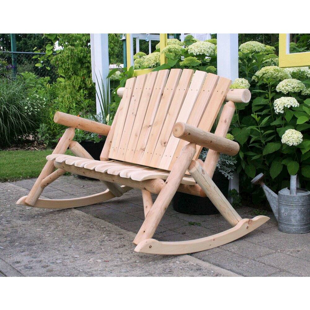Alt View 1. Contoured Comfort - Cedar Log Rocking Loveseat - Brown.