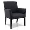 Front. Costway - Costway Executive Guest Chair Reception Arm Chair w/Rubber Wood Legs - Black.