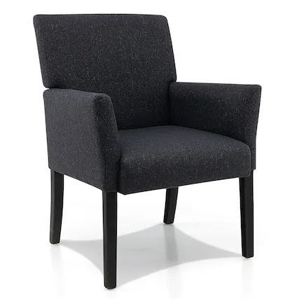 Front. Costway - Costway Executive Guest Chair Reception Arm Chair w/Rubber Wood Legs - Black.