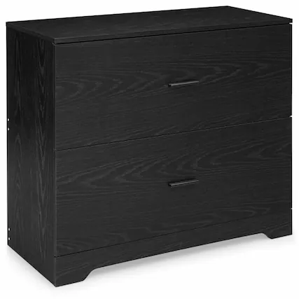 Front. SlickBlue - 2-Drawer Lateral File Cabinet with Adjustable Bars – Large Storage for Office and Home Use - Black.
