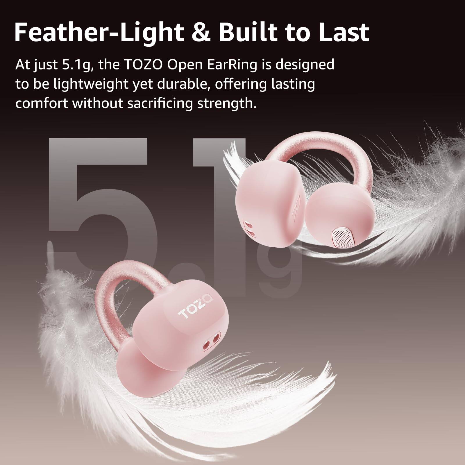 Feather-Light & Built to Last

At just 5.1g, the TOZO Open EarRing is designed to be lightweight yet durable, offering lasting comfort without sacrificing strength.