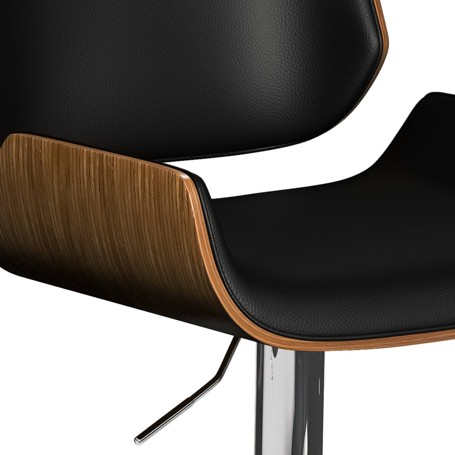 Alt View 2. Simpli Home - Dixie Mid Century Modern 16 inch Adjustable Swivel Bar Stool in Black Vegan Faux Leather - Black.