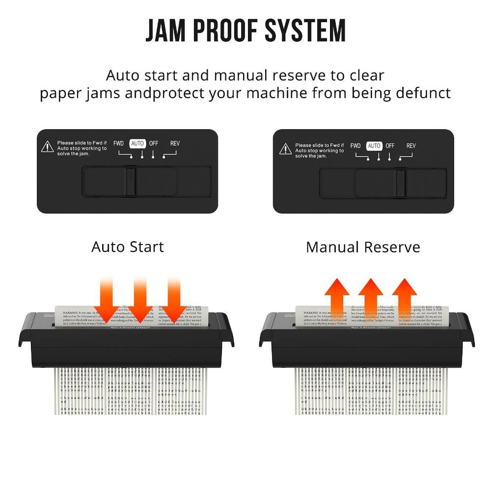 JAM PROOF SYSTEM

Auto start and manual reserve to clear paper jams and protect your machine from being defunct

Please slide to Fwd if Auto stop working to solve the jam.
FWD AUTO OFF REV

Auto Start

Please slide to Fwd if Auto stop working to solve the jam.
FWD AUTO OFF REV

Manual Reserve