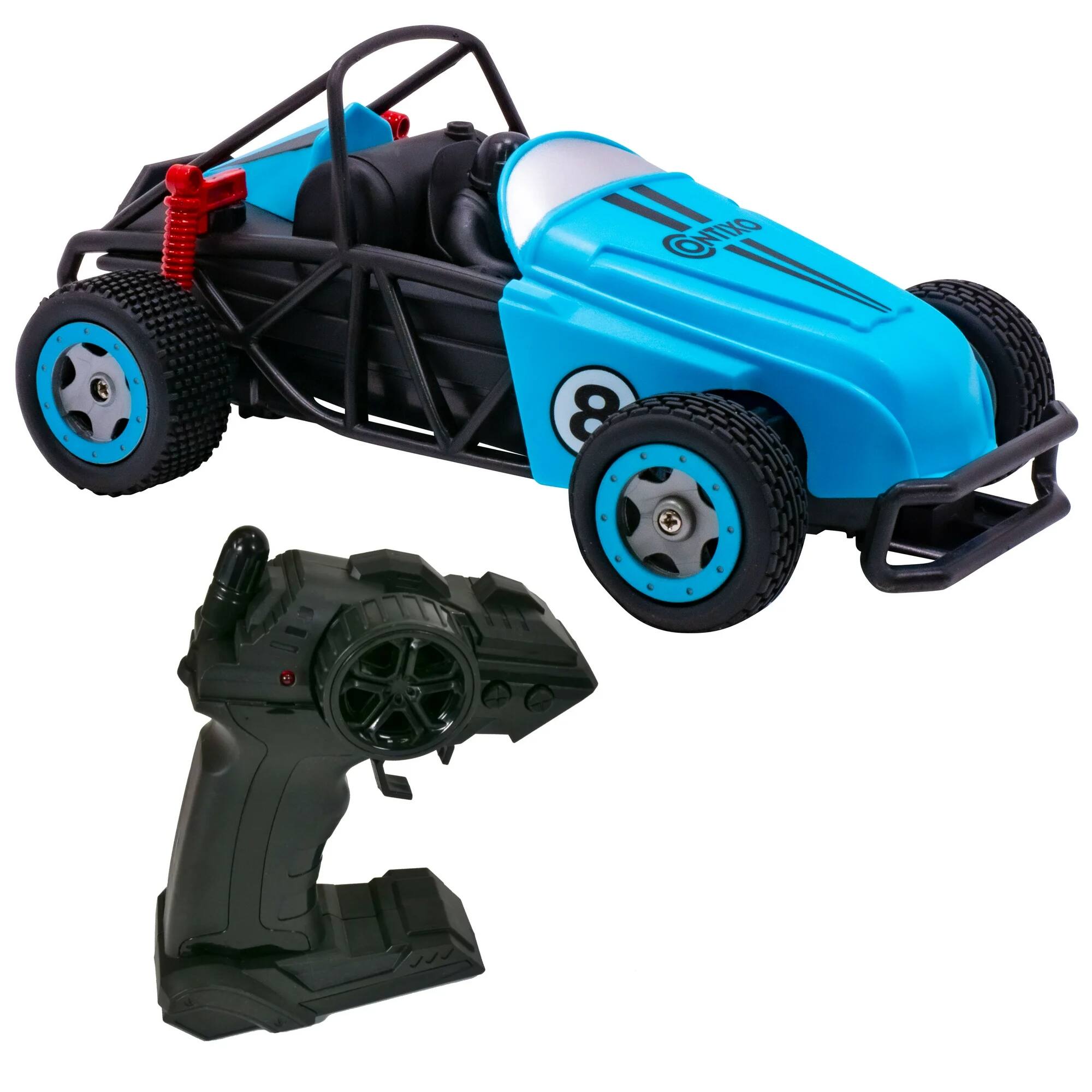 Left. Contixo - Buggy RC Car – 1:14 Scale Dual-Speed 4WD All-Terrain Remote Control Race & Drift Car for Kids - Blue.