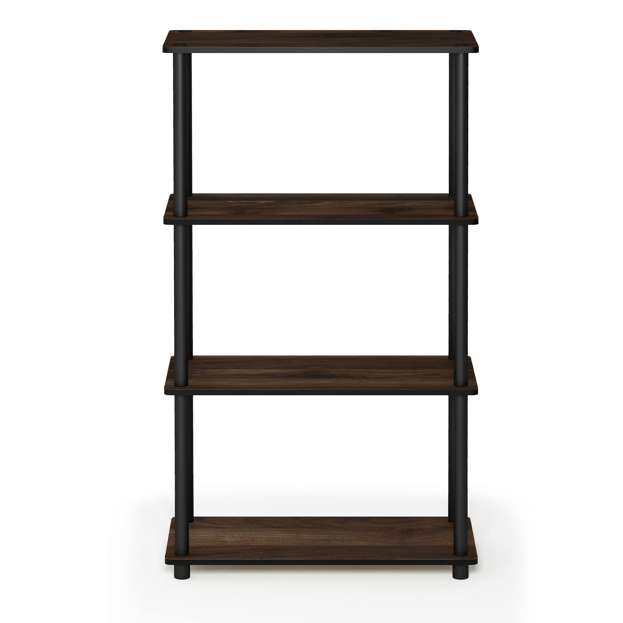 Alt View 2. Furinno - Turn-N-Tube 4-Tier Multipurpose Shelf Display Rack, Columbia Walnut/Black - Columbia Walnut/Black.