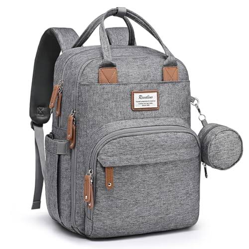 Front. Vulpecula Spade - Diaper Bag Backpack-Multifunction Travel Baby Diaper Bag with Changing Pad, Insulated Bottle Holders & Pacifier Case, - Austere Gray.
